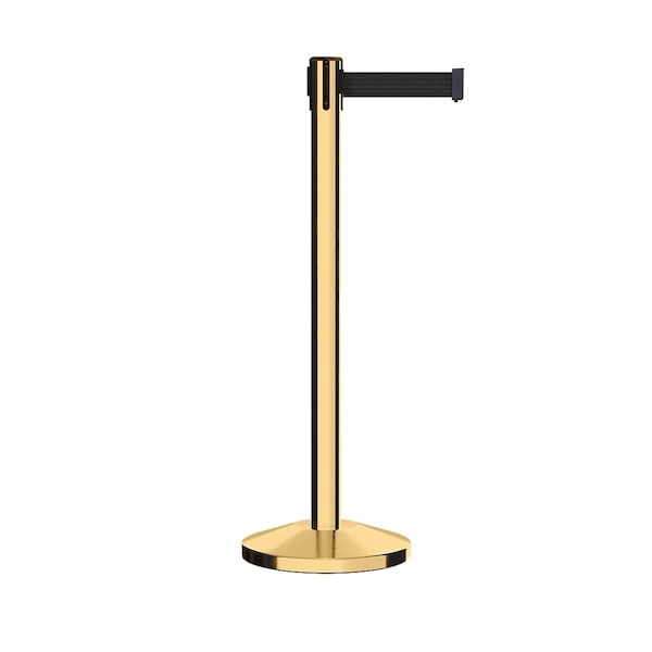 Montour Line Stanchion Belt Barrier Pol.Brass Post 13ft. Black Belt ES400-PB-BK-130 - main